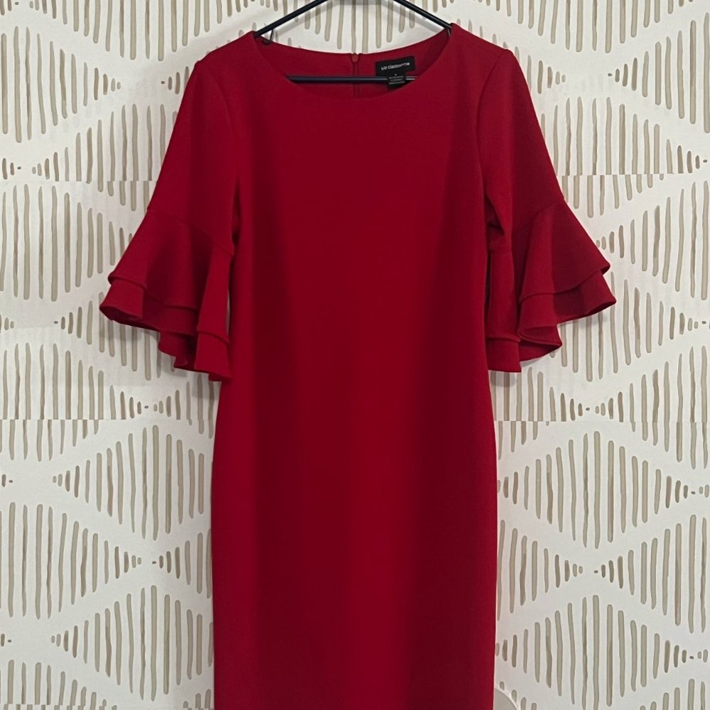 Liz Claiborne, Red Bell Sleeve Dress, 6